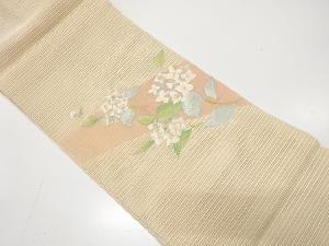 絽綴れ　紫陽花模様織り出し　名古屋帯